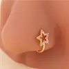 Piercing de Nariz Europeu e Americano Personalidade Transfronteiriça Sem Perfuração Stud de Nariz Cobre Microincrustado Zircônia AB Joia de Nariz Joia de Alta Qualidade Stud de Nariz Feminino Clipe de Nariz