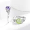 Transmisión en Vivo Fuegos Artificiales de Piedras Preciosas Coloridas de Gran Venta Anillo de Hada de Flor Cortada Anillo de Vid Vidriante Súper Brillante de Diamante de Alto Carbono Moda Tendencia Joyería