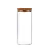Frasco de Almacenamiento de Vidrio de Borosilicato de 80 mm Tarro Sellado para Frutos Secos Multigrano de Cocina Tapa de Madera de Bambú Frasco de Almacenamiento para Dulces y Té