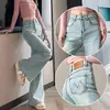 Jeans Acampanados para Mujer Primavera y Otoño 2025 Nuevos Pantalones Rectos Adelgazantes de Cintura Alta con Pantalones de Pierna Ancha Sueltos y Caídos Bootcut