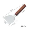 Venta Directa de Fábrica Espátula para Hamburguesas Duradera de Acero Inoxidable con Mango de Madera Cocina Coreana Teppanyaki Espátula de Prensa Grande Sartén para Freír Bistec