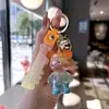 Lindo Creativo Colorido Cristal Gradiente Oso Sentado Llavero de Coche para Mujer Exquisito Dibujo Animado Pareja Colgante Pequeño Regalo