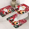 Capacho Decorativo de Natal, Tapete de Chão para Banheiro, Tapete de Pé para Vaso Sanitário em Forma de U, Tapete Antiderrapante, Conjunto de Três Peças, Tapete Absorvente de Flanela