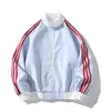 Outono 2026 Nova Jaqueta Casual Masculina Marca Tendência Moda Patchwork Linhas Color Blocking Gola Alta Jaqueta Casaco Homens
