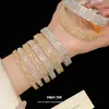 Pulsera Abierta Redonda Multicapa Incrustada con Diamantes Transfronteriza, Exquisita y de Moda, Pulsera Versátil con un Toque de Lujo Ligero y de Alta Gama para Mujeres