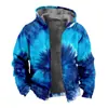 2024 Transfronterizo Impresión 3D Tie-dye con forro polar Engrosado Doble Forro Terciopelo Grueso Chaqueta Acolchada de Algodón Cremallera Bolsillo Excavado Cálida Chaqueta Acolchada de Algodón