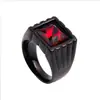 Fabricantes Haiteng jewelry anillo de acero de titanio con gema cabeza cuadrada de gema multicolor anillo para hombre venta directa por lotes