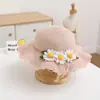 Sombrero de Sol para Niñas de Verano Protección Solar Sombrero de Pescador de Paja con Flor Linda Sombrero de Playa para Foto en la Costa Infantil