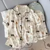 Pijama de Algodón Nube para Mujer Verano Lindos Dálmatas Dibujos Animados Manga Corta Pantalones Cortos Sueltos Finos Traje de Ropa de Casa de Verano
