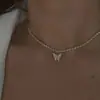 Collar gargantilla de mariposa con pedrería vintage nicho ins temperamento cadena para clavícula todo partido