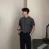 Tricô de Manga Curta Asclo&Qiao Estilo Coreano Gola Redonda Simples Solto Casual Respirável Camiseta Branca