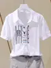 Camisa elegante de manga curta transfronteiriça europeia e americana da Amazon para mulheres, design de verão, top básico da moda