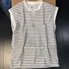 Colete Cardigan Listrado Masculino Tendência Novo Versátil Solto Casual Design Color Block Camiseta Sem Manga Tendência Top