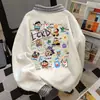 Moletom Falso Duas Peças Cartoon Anime Crayon Shin-Chan Outono/Inverno 2025 para Mulheres Camisa Casual com Patchwork Xadrez e Gola Polo