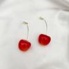 Aretes Cereza Roja Frutal Primavera y Verano Dulces Elegantes Aretes Largos Ins Lindo Elegante Diseño Nicho de Alta Gama