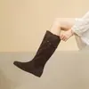 Botas hasta la rodilla estilo páramo para mujer, nuevas botas de alta gama para otoño e invierno 2026, botas de montar de tubo alto vintage Maillard