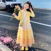 Conjunto de vestido único e bonito para meninas, nova coleção 2026, deslumbrante vestido estilo bolo, vestido de princesa de outono