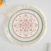 Estilo boêmio Tapete Lugar Redondo Algodão Tecido Place Tecido Impresso Tassel Place Mat Home Tapete Decorativo Isolamento Térmico
