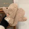 Manoplas de Peluche Lindas y Divertidas de Invierno Guantes con Logo de Oso para Estudiantes Ciclismo al Aire Libre de Invierno Engrosadas Cálidas y Protección contra el Frío para Mujeres