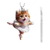 Colgante de Acrílico Transfronterizo Nuevo Lindo Gatito de Ballet Colgante Plano Decoración de Espejo Retrovisor Interior de Coche Colgante de Llavero
