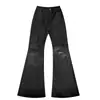 Jeans rectos de tiro alto estilo nicho de alta calle americana, con acabado a mano encerado, microcampana, largos hasta el suelo, elásticos, para hombre