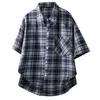Camisas para Homens, Camisas de Verão de Manga Meia-Manga, Camisas Masculinas com Gola, Camisas Xadrez Laranja Dopamina Masculinas de Manga Curta Soltas