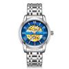 Reloj mecánico automático para hombre Ogulas AOKULASIC con correa de acero, volante hueco, reloj de negocios 5066