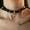 Gargantilla con cadena de cuello de nicho negra y campana pequeña, collar de cadena de clavícula para mujer, collar con banda para el cuello, anillo para el cuello, anillo para el cuello.
