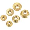 Tuerca de Brida Dentada de Latón H62 Tuerca de Brida Hexagonal Antideslizante Tuerca de Brida de Diente de Flor Antiaflojamiento M3M4M5M6