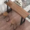 Mesa de Bar de Madera Maciza para Uso Doméstico, Mesa Larga Estrecha para Balcón Contra la Pared, Mesa de Bar Comercial, Juego de Mesa Alta y Sillas