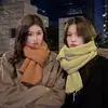 Cachecol de lã tricotada de cor sólida estilo coreano feminino outono e inverno engrossado quente estudante casal cachecol masculino all-match xale moda