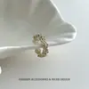 Colección de Anillos Geométricos de Lujo Ligero Dorado para Café con Circonia, Diseños de Cruz, Corazón, Flor Hueca, Diseño Abierto Ajustable