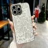 Adecuado para Funda de Teléfono con Estampado de Leopardo para iPhone 16, Funda Protectora de Cobertura Total Galvanizada para 15 Pro, Funda Protectora Anticaídas para 14 Pro Max