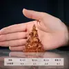 Estátua Sentada de Manjushri e Samantabhadra Bodhisattva de Cobre Mini Huayan Três Santos Buda Artesanato Decoração para Mesa de Escritório em Casa