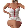 Amazon Aliexpress Transfronteiriço Europeu e Americano Estampado em Forma de Coração Cor Contrastante Roupa de Casa Fenda Frontal Conjunto de Vestido Pijama de Alça
