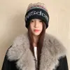 Gorro de Punto Jacquard con Letras Estilo Fair Isle de Lana para Mujer Invierno Calle Casual Cálido Baotou Gorro de Lana