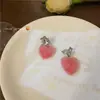 Pendientes para Mujer con Forma de Corazón Rosa Aguja de Plata S925 Nuevo Estilo Verano 2024 Clip para Oreja No Perforada Simple y Lindo Joyería al por Mayor