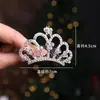 Corona Tiara Infantil Princesa Clip para Niña Pasador de Pelo Accesorios para el Cabello Pasador con Pedrería Corona de Cumpleaños para Niña
