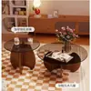 Mesa de Café Redonda Pequeña de Vidrio Mesa de Café Nórdica de Lujo Ligero Sala de Estar Hogar Moderno Simple Apartamento Pequeño Nueva Combinación 2024 Mesa de Café