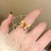 Anillo de mariposa estilo francés con diseño de hada, champán y grava, de nicho, de moda, de alto valor, ligero, de lujo, exquisito, combinable con todo, para mujer.