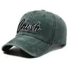 Gorra de Béisbol Vintage Americana Lavada Bordada con Letra Sombrero para el Sol Visera Curva Parte Superior Suave Informal Moderna Gorra de Pico de Pato