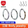 Jiangtai F136 Anillo de Nariz de Titanio Anillo Cerrado Anillo sin Costuras Incrustado con Piedra Natural Aleación de Titanio G23 Joyería para Piercing Corporal Pendientes