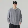 Sudadera con Media Cremallera Estilo Old Money Falsa de Dos Piezas para Hombre, Holgada y Cómoda, Versátil y a la Moda, Top de Manga Larga Estilo Americano para Hombre