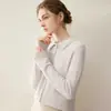 Cardigã de malha 100% cashmere com gola polo, outono e inverno, suéter feminino de manga longa, camisa de malha com gola virada, top
