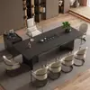 Mesa de Centro de Pizarra de Piedra de Lujo, Juego Moderno de Mesa y Sillas para el Té, Sencillo y Elegante con un Toque de Alta Gama, Mesa para Ceremonia del Té de Oficina, Mesa para Preparar Té