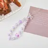Nova corrente de celular com contas de urso e flores coloridas doces feita à mão faça você mesmo capa curta para celular corrente pendurada cordão de acrílico