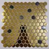 Azulejos Mosaico Espelhados Hexagonais Pequenos de Aço Inoxidável Metálico Estilo Europeu KTV Bar Entrada Azulejos de Parede com Fundo Preto Dourado