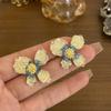 Pendientes de plata S925 con diseño de flor degradada de cristal y aguja, nuevo estilo, luz de hadas, lujo, Internet, moda de celebridades.