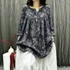 Blusa Artística Casual Holgada Estampada de Ramio Vintage para Mujer Primavera/Verano 2026