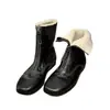 Versão em Couro de Vaca ~ Botas Curtas Retro com Bico Redondo e Forro de Lã, Zíper Frontal de Uso Duplo, Botas de Estilo Britânico, Botas Slim Versáteis com Solado Plano